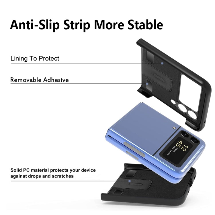 For Samsung Galaxy Z Flip4 5G Litchi Texture PC Phone Case with Back Clip