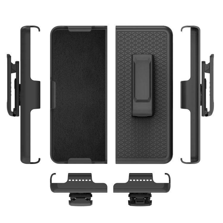 For Samsung Galaxy Z Fold3 5G Litchi Texture PC Phone Case with Back Clip(Black)