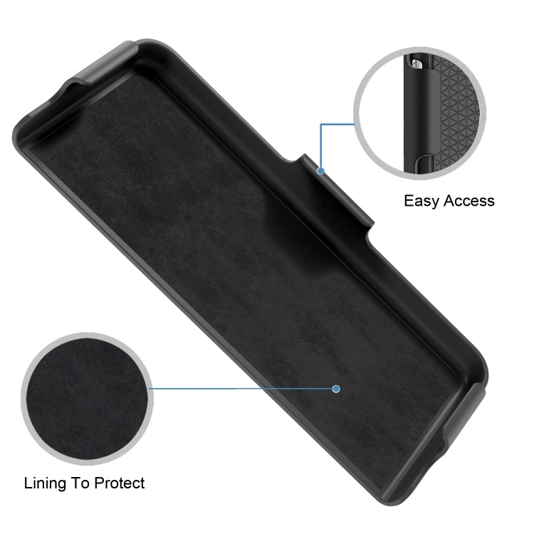 For Samsung Galaxy Z Fold3 5G Litchi Texture PC Phone Case with Back Clip(Black)