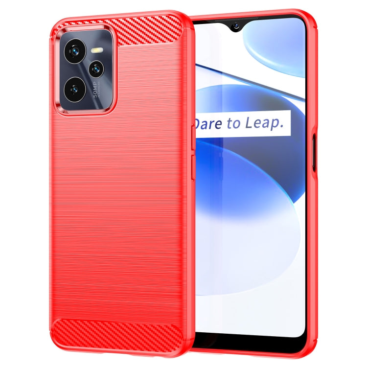 For Realme C35 Brushed Texture Carbon Fiber TPU Phone Case