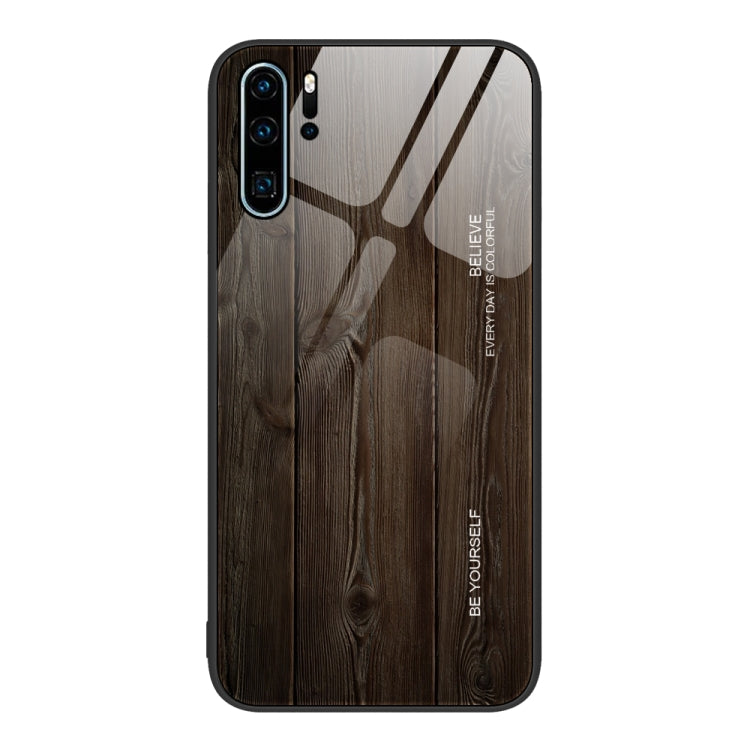 For Huawei P30 Pro Wood Grain Glass Protective Case