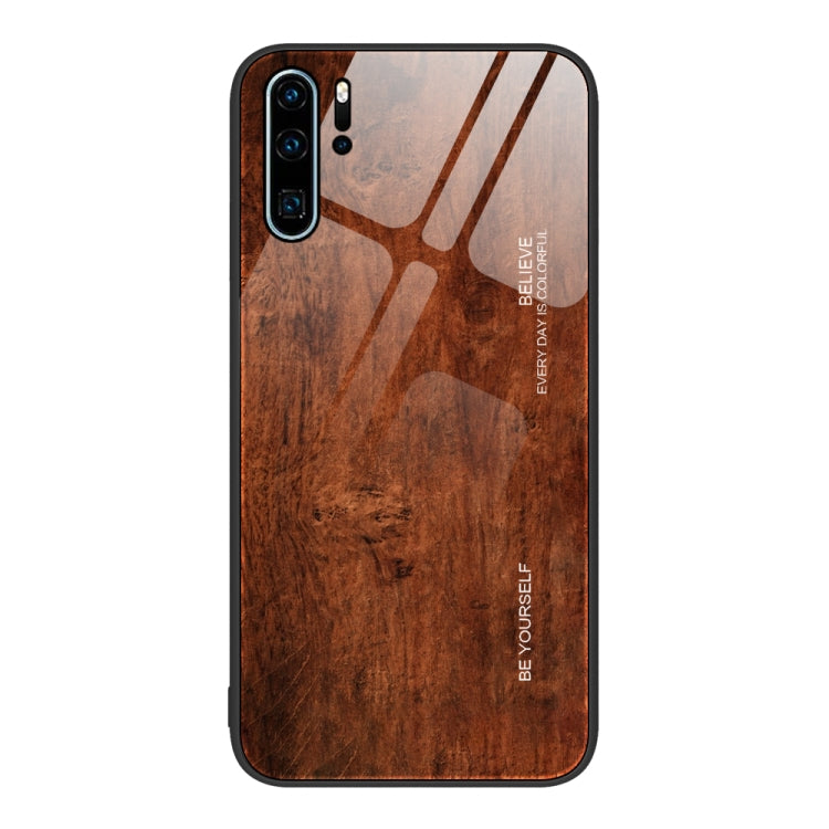For Huawei P30 Pro Wood Grain Glass Protective Case