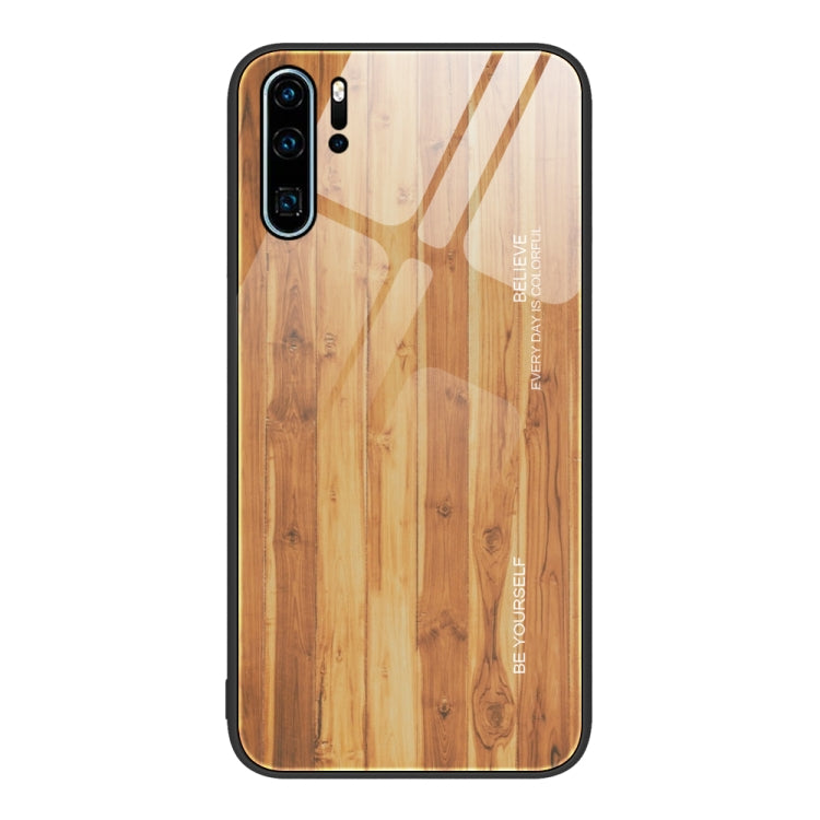 For Huawei P30 Pro Wood Grain Glass Protective Case
