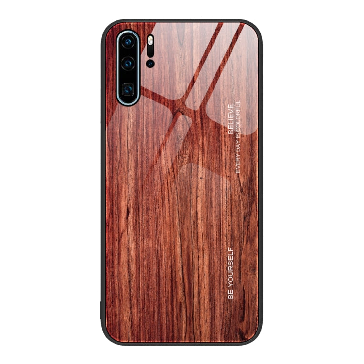 For Huawei P30 Pro Wood Grain Glass Protective Case