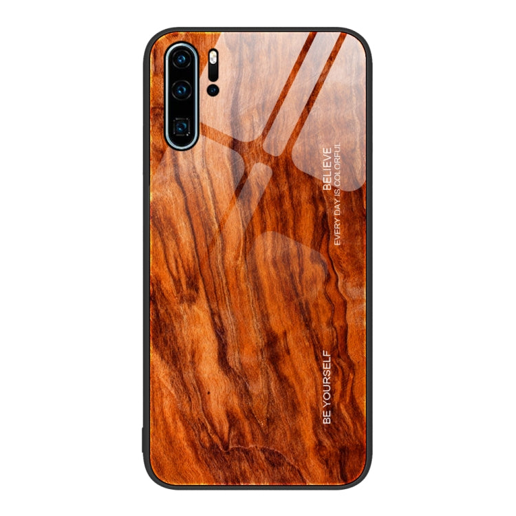 For Huawei P30 Pro Wood Grain Glass Protective Case