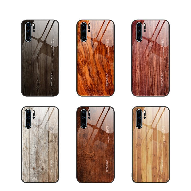 For Huawei P30 Pro Wood Grain Glass Protective Case