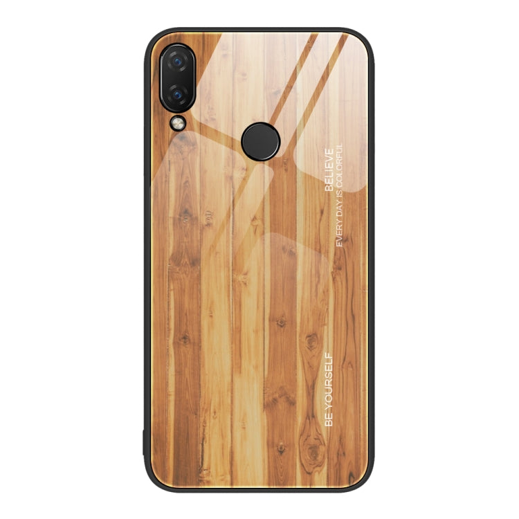 For Huawei nova 3i Wood Grain Glass Protective Case