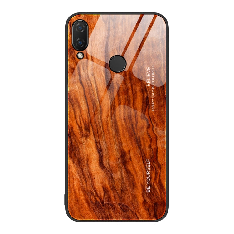 For Huawei nova 3i Wood Grain Glass Protective Case