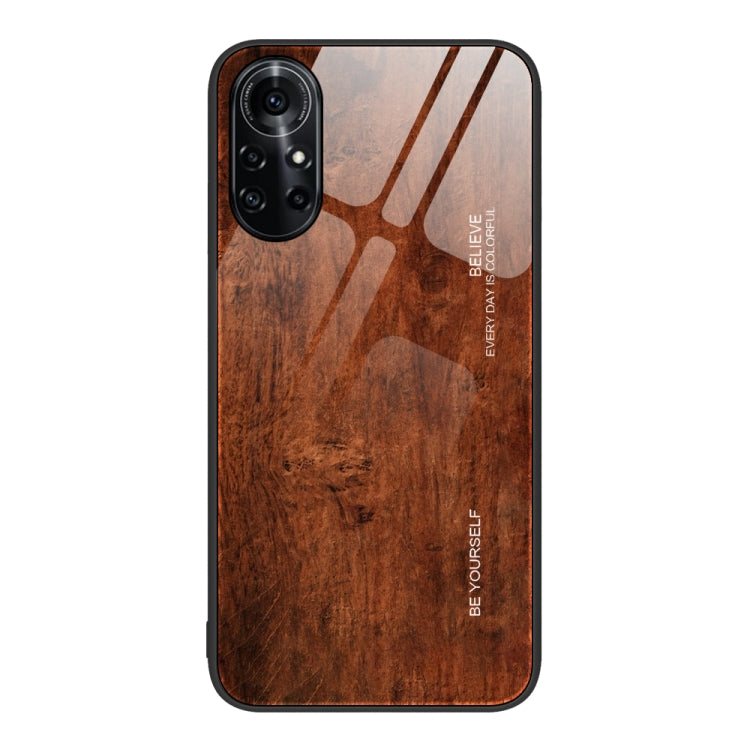 For Huawei nova 8 Pro 5G Wood Grain Glass Protective Case