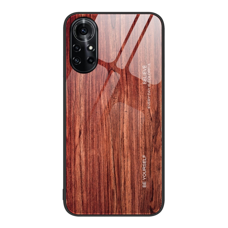 For Huawei nova 8 Pro 5G Wood Grain Glass Protective Case