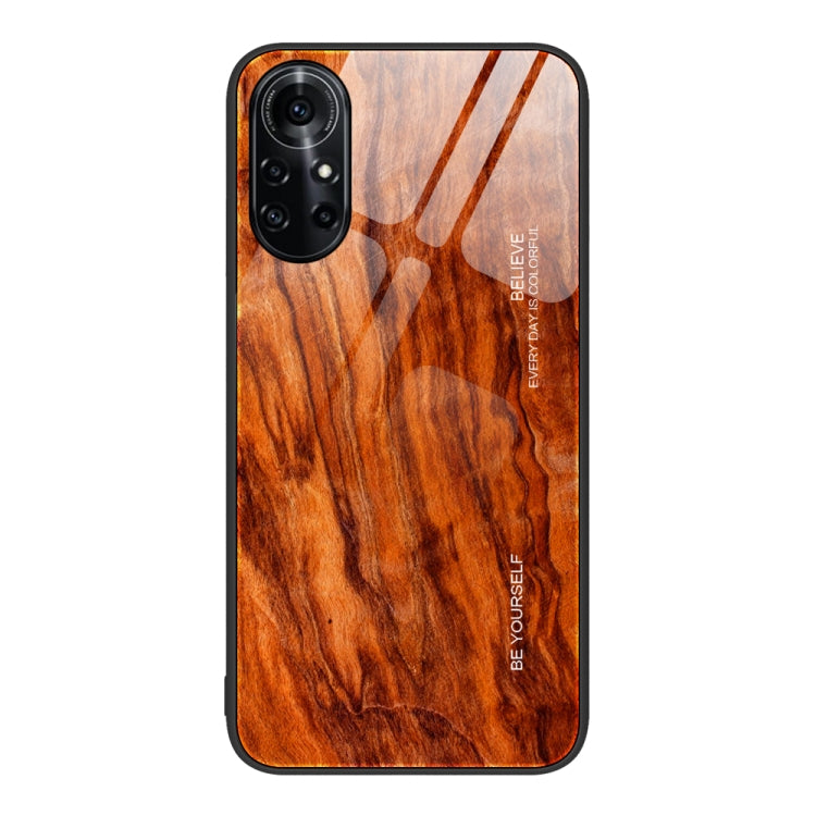 For Huawei nova 8 Pro 5G Wood Grain Glass Protective Case