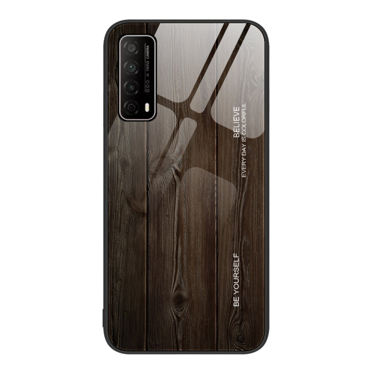 For Huawei Enjoy 20 SE Wood Grain Glass Protective Case