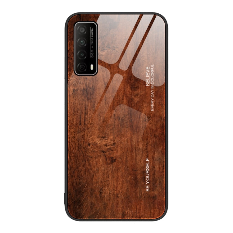 For Huawei Enjoy 20 SE Wood Grain Glass Protective Case