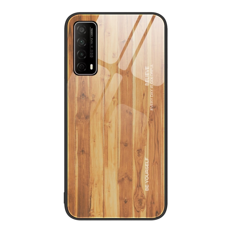 For Huawei Enjoy 20 SE Wood Grain Glass Protective Case