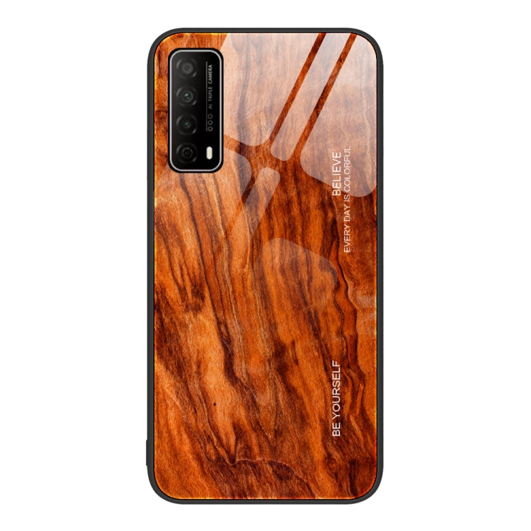 For Huawei Enjoy 20 SE Wood Grain Glass Protective Case