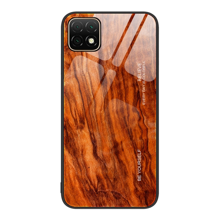 For Huawei Enjoy 20 5G Wood Grain Glass Protective Case