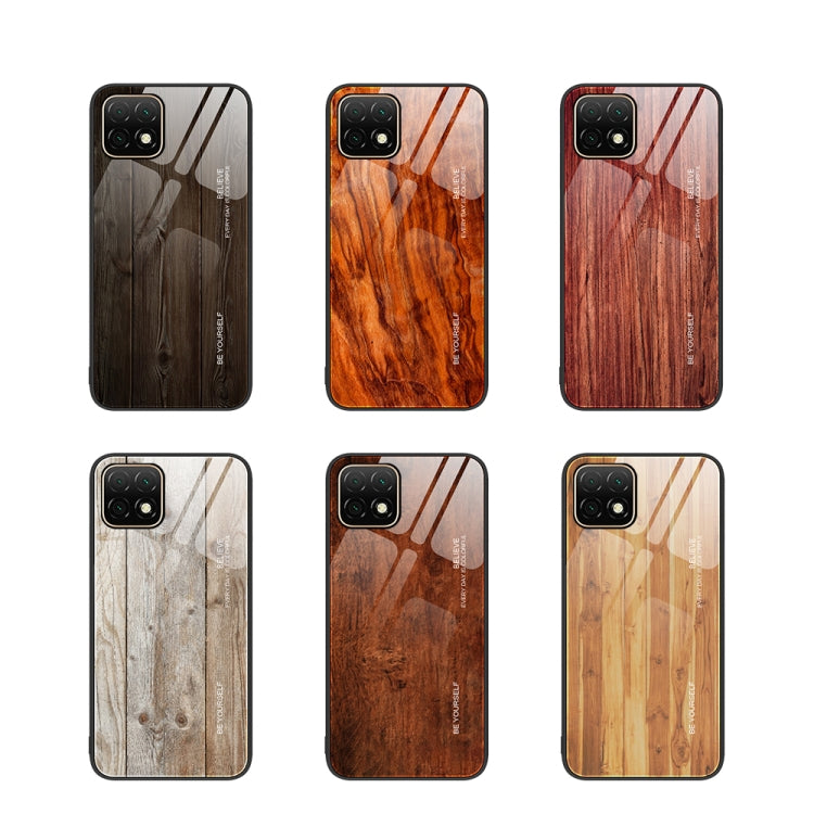 For Huawei Enjoy 20 5G Wood Grain Glass Protective Case