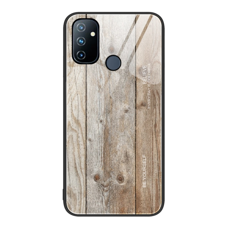 For OnePlus Nord N100 Wood Grain Glass Protective Case