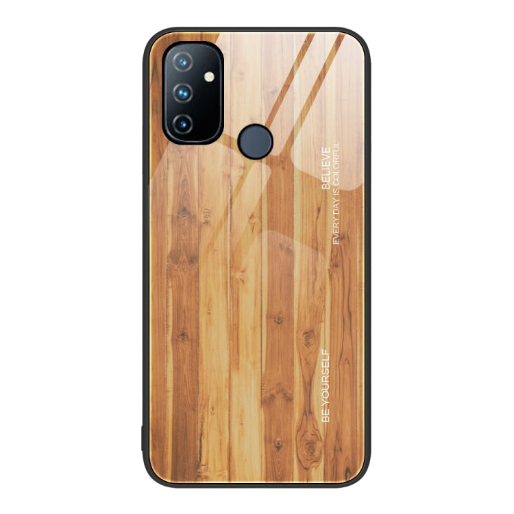 For OnePlus Nord N100 Wood Grain Glass Protective Case