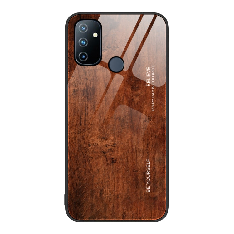 For OnePlus Nord N100 Wood Grain Glass Protective Case