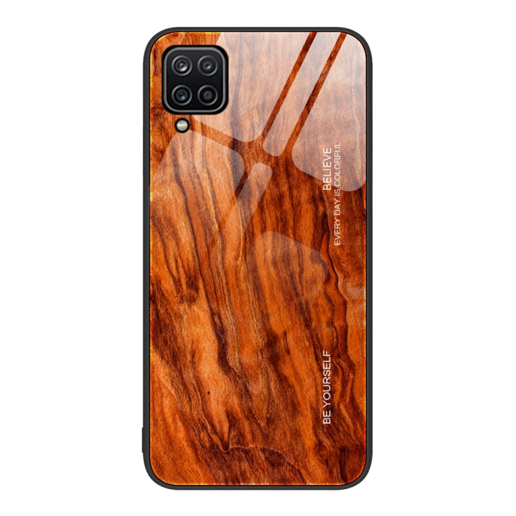 For Samsung Galaxy A12 5G Wood Grain Glass Protective Phone Case