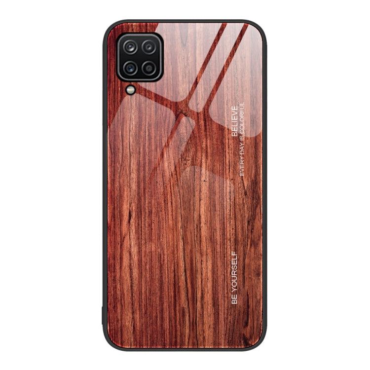 For Samsung Galaxy A12 5G Wood Grain Glass Protective Phone Case