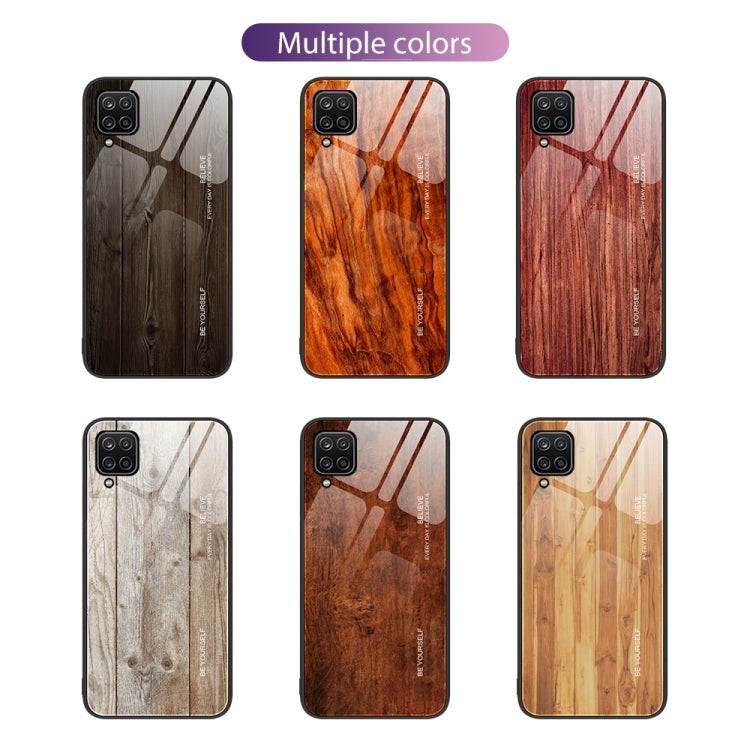 For Samsung Galaxy A12 5G Wood Grain Glass Protective Phone Case