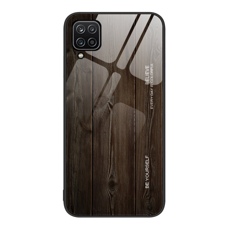 For Samsung Galaxy A12 5G Wood Grain Glass Protective Phone Case
