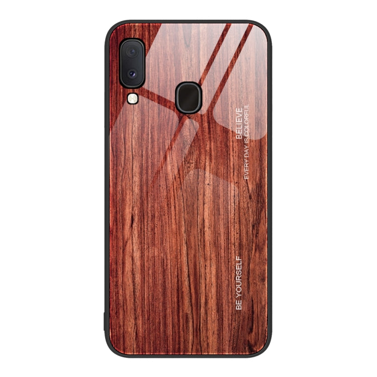 For Samsung Galaxy A20e Wood Grain Glass Protective Phone Case