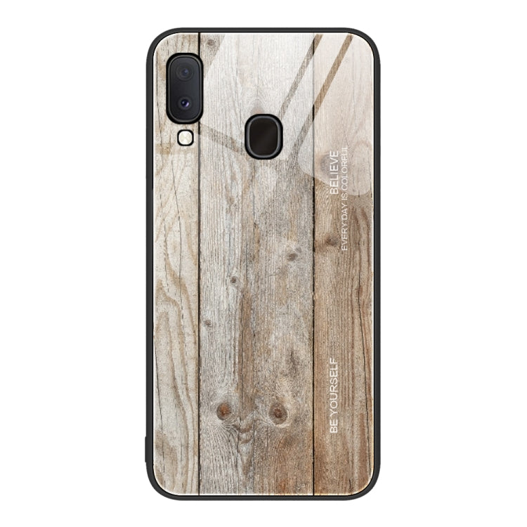 For Samsung Galaxy A20e Wood Grain Glass Protective Phone Case