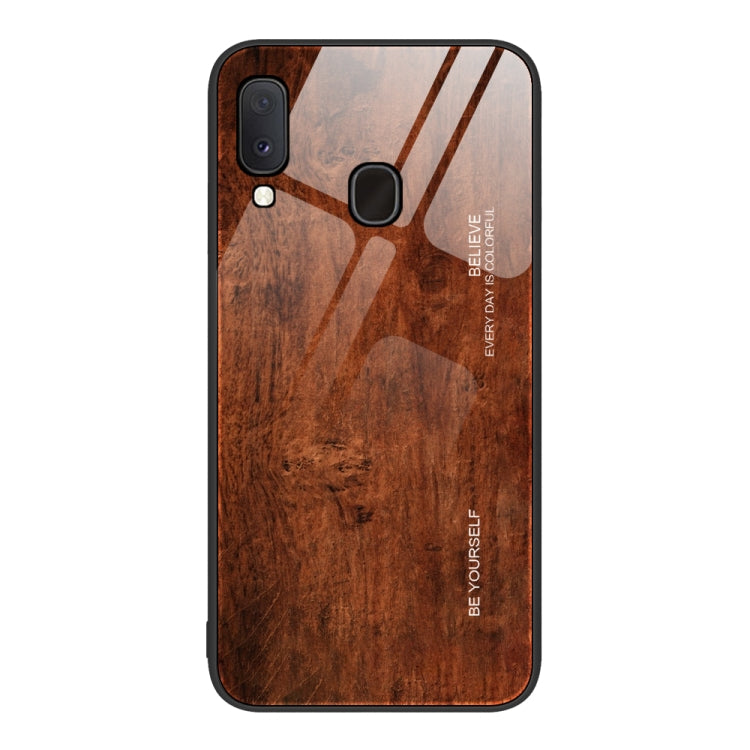 For Samsung Galaxy A20e Wood Grain Glass Protective Phone Case