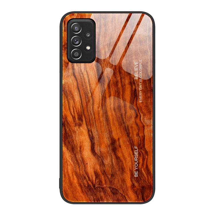 For Samsung Galaxy A52 Wood Grain Glass Protective Phone Case