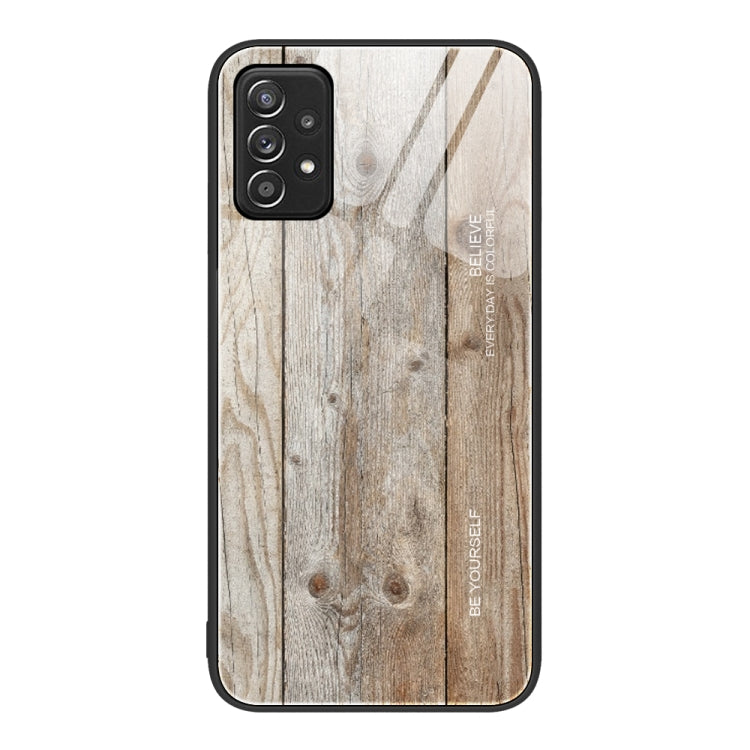 For Samsung Galaxy A52 Wood Grain Glass Protective Phone Case