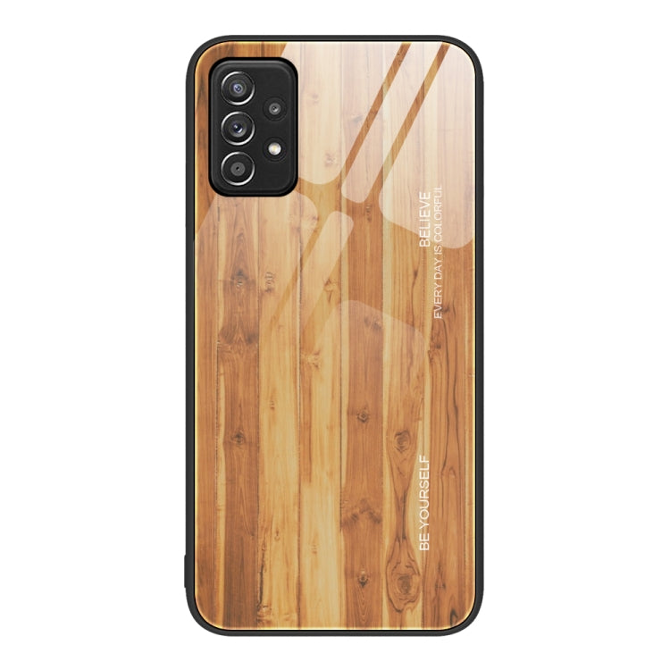 For Samsung Galaxy A52 Wood Grain Glass Protective Phone Case