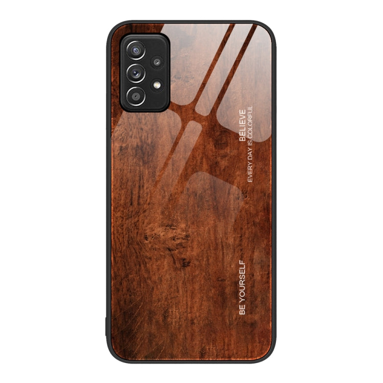 For Samsung Galaxy A52 Wood Grain Glass Protective Phone Case