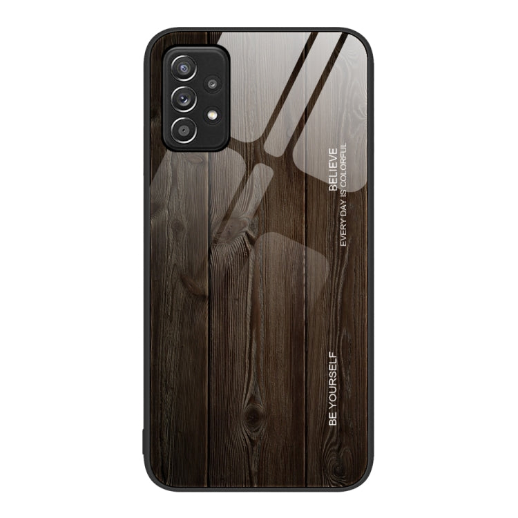 For Samsung Galaxy A52 Wood Grain Glass Protective Phone Case