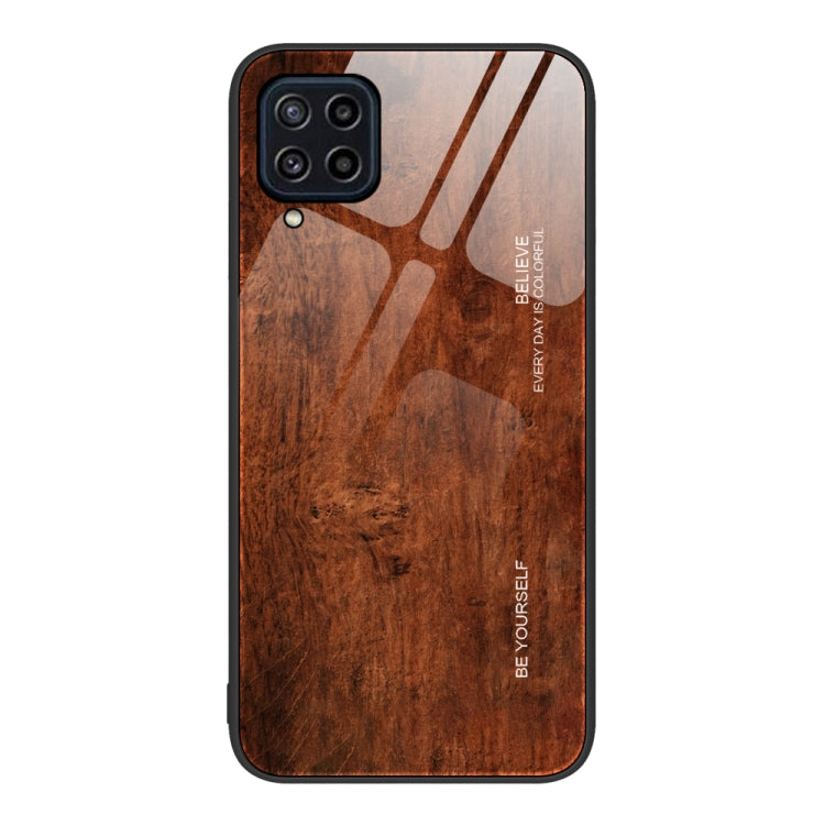 For Samsung Galaxy M32 Wood Grain Glass Protective Phone Case