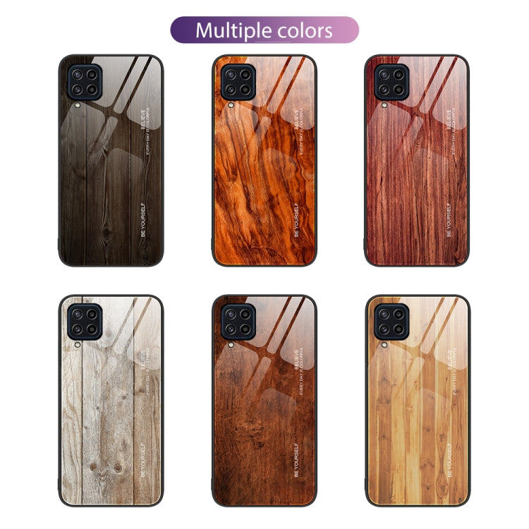 For Samsung Galaxy M32 Wood Grain Glass Protective Phone Case