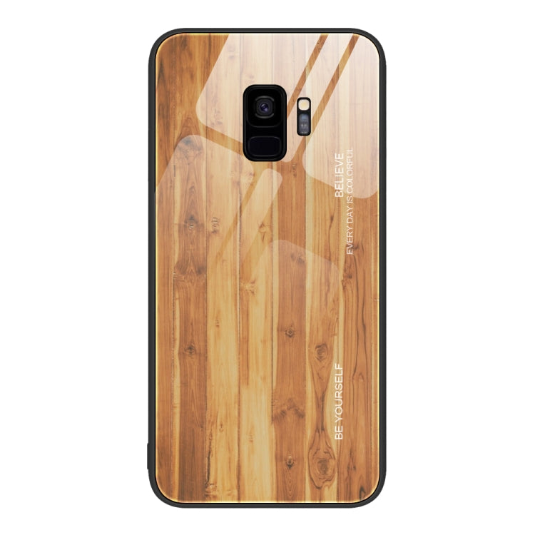For Samsung Galaxy S9+ Wood Grain Glass Protective Phone Case