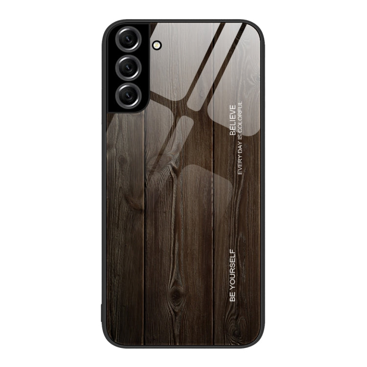 For Samsung Galaxy S22+ 5G Wood Grain Glass Protective Phone Case