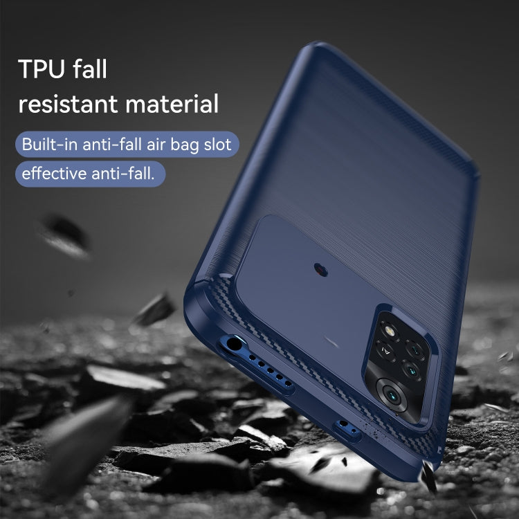 For Xiaomi Poco M4 Pro Brushed Texture Carbon Fiber TPU Phone Case