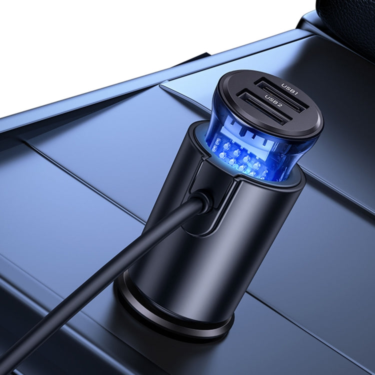 USAMS US-CC161 156W Car Cigarette Lighter Extension with Cable & Four Ports Fast Charger(Black)