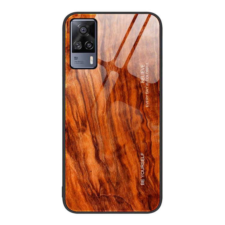 For vivo S9e Wood Grain Glass Protective Case