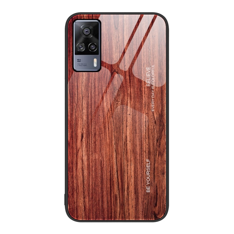 For vivo S9e Wood Grain Glass Protective Case