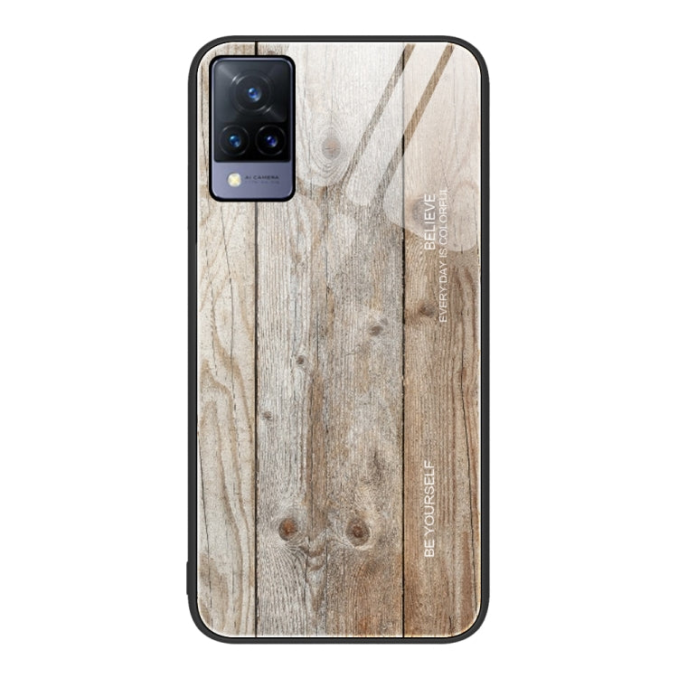 For vivo S9 Wood Grain Glass Protective Case
