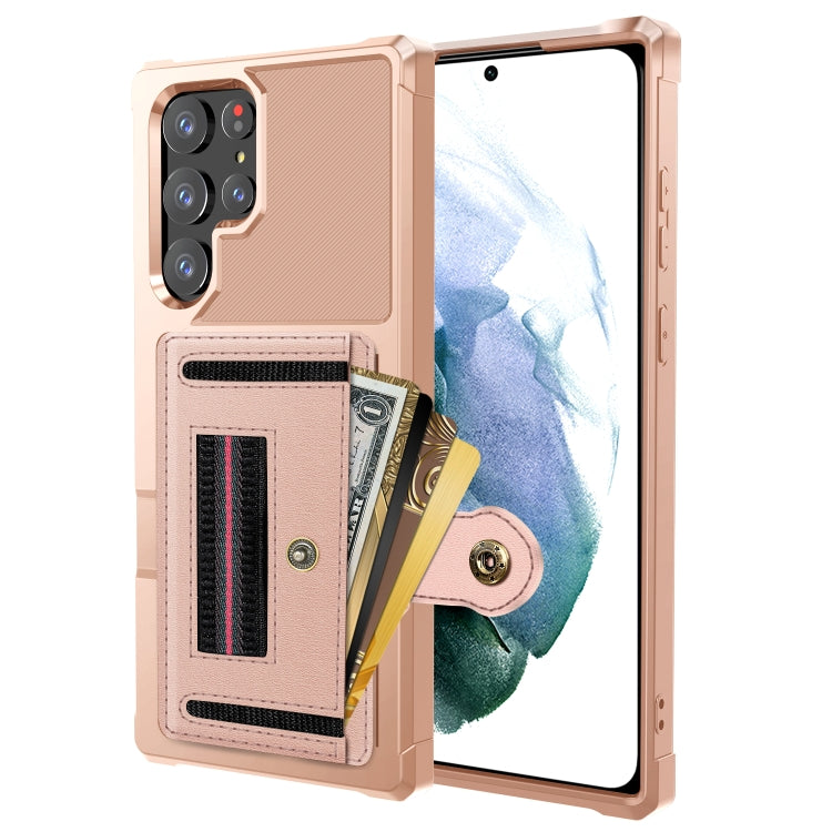 For Samsung Galaxy S22 Ultra 5G ZM06 Card Bag TPU + Leather Phone Case