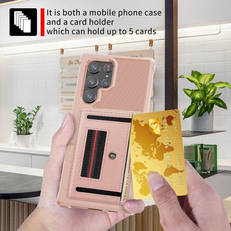 For Samsung Galaxy S22 Ultra 5G ZM06 Card Bag TPU + Leather Phone Case