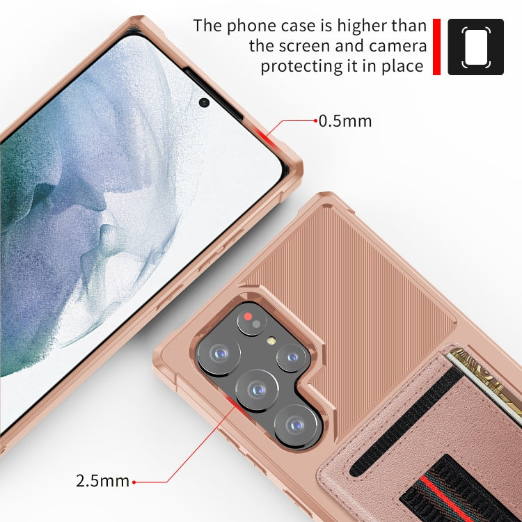 For Samsung Galaxy S22 Ultra 5G ZM06 Card Bag TPU + Leather Phone Case