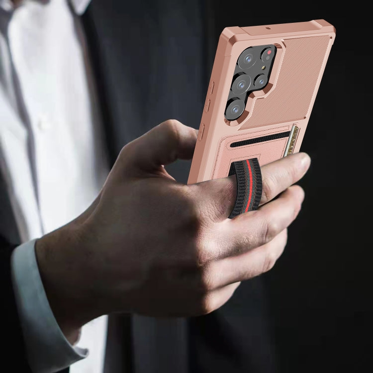 For Samsung Galaxy S22 Ultra 5G ZM06 Card Bag TPU + Leather Phone Case