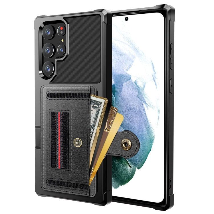For Samsung Galaxy S22 Ultra 5G ZM06 Card Bag TPU + Leather Phone Case